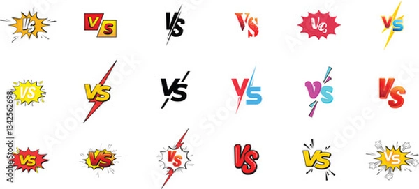 Obraz Set of vs icon. VS. Versus letter logo. Battle vs match. Game. Concept of fighting duel and fight confrontation