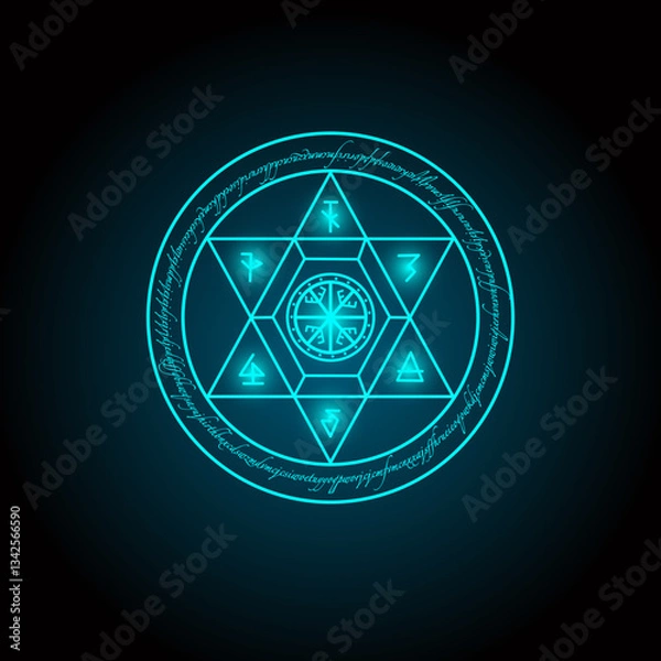 Fototapeta The magic ring has a spell directed. Vigorous and Powerful Black Background As Vector Illustration.