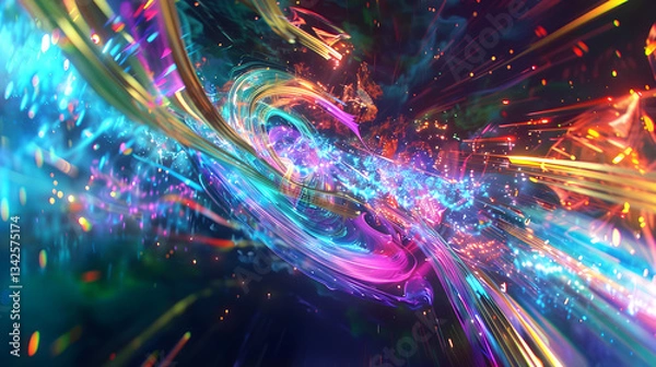 Fototapeta Futuristic Abstract Show: A Vivid Display of VJ Visual Effects