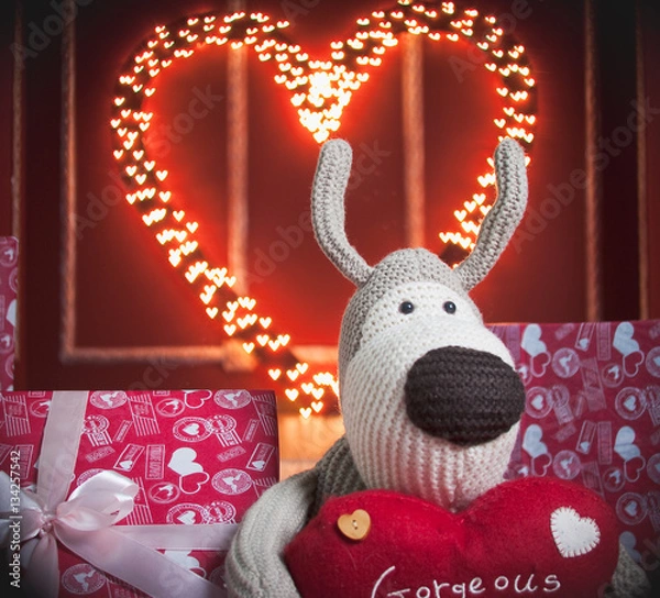 Obraz Beige dog with the big red heart