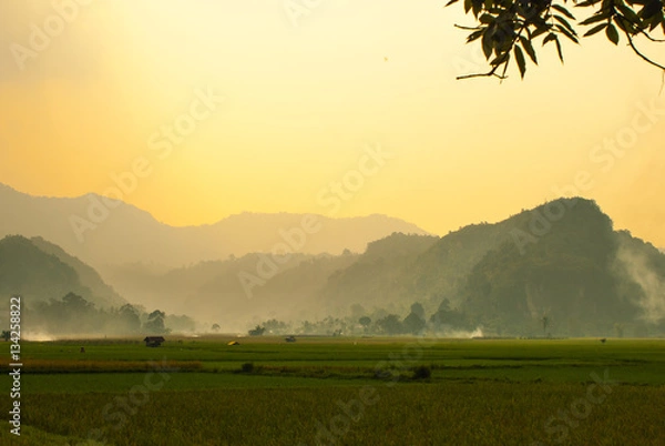 Obraz Hills in golden evening light