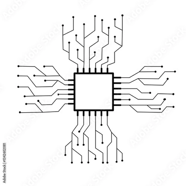 Fototapeta Geometric background and high tech circuit board connection system