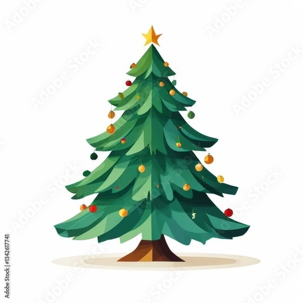 Fototapeta an AI Image Generator, Decorative Christmas Tree With Colorful Ornaments