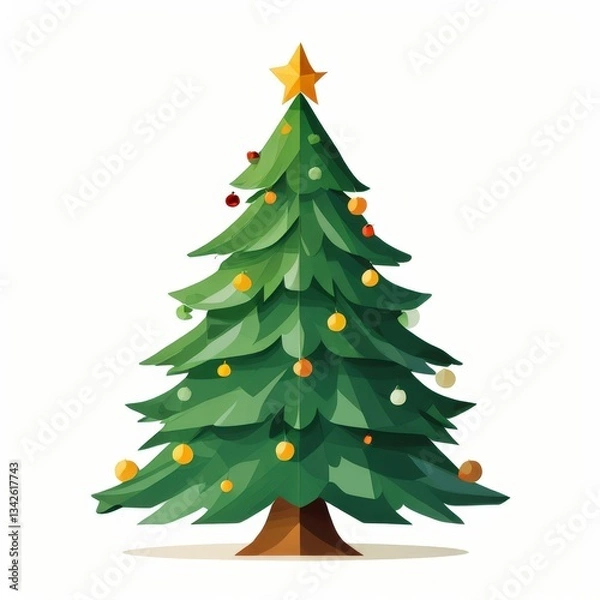 Fototapeta an AI Image Generator, Decorative Christmas Tree With Colorful Ornaments