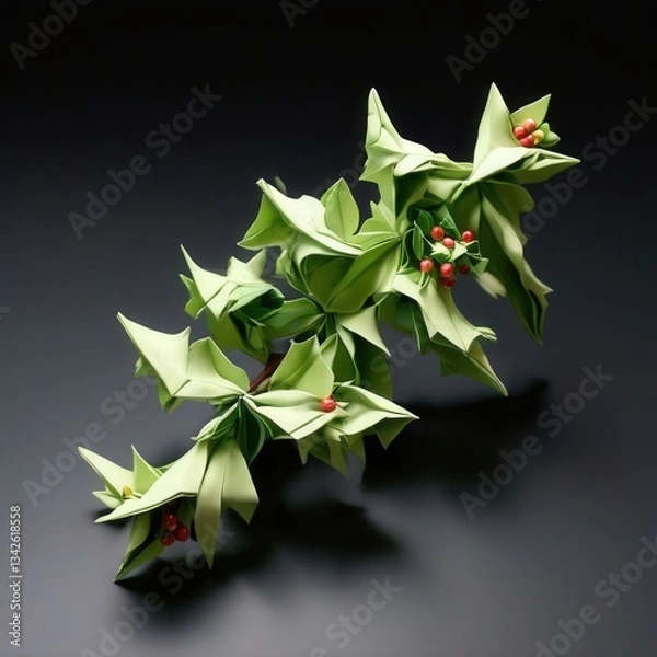 Fototapeta an AI Image Generator, Intricate Origami Flower Arrangement on a Minimalistic Gradient