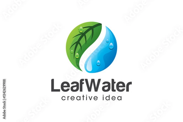 Obraz Creative Leaf Water Logo Design Template