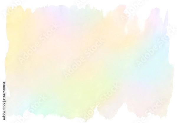 Obraz 水彩テクスチャ レインボー 背景素材 虹色 にじみ 明るい 紙 素材 絵の具 かわいい