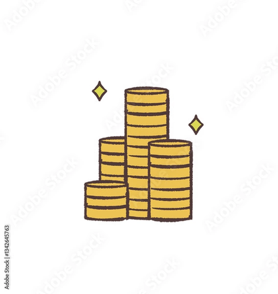 Obraz 積み上げたお金のイメージのイラスト