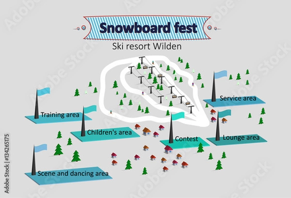 Obraz Isometric Map ski resort