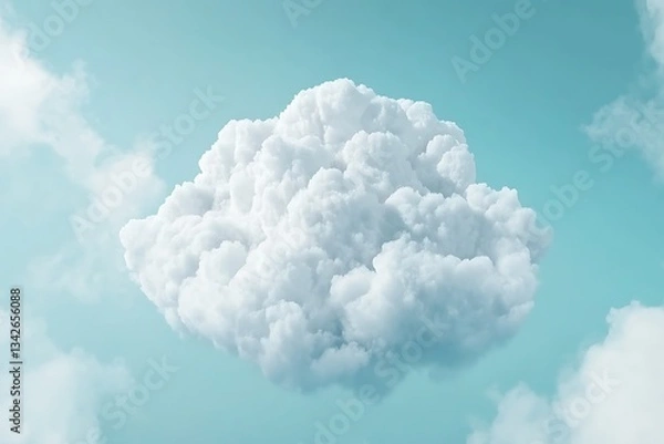 Obraz Fluffy Cloud for Teal Sky, Nature Scene.