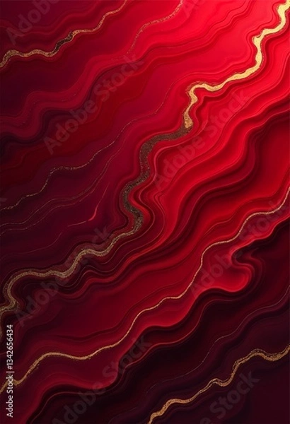 Obraz Golden Rivers on a Maroon Flow