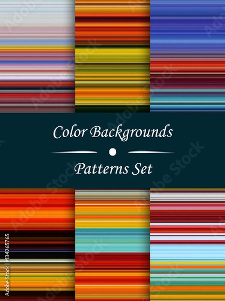 Obraz Horizontal colorful stripes abstract background, stretched pixels effect, seamless patterns, set.