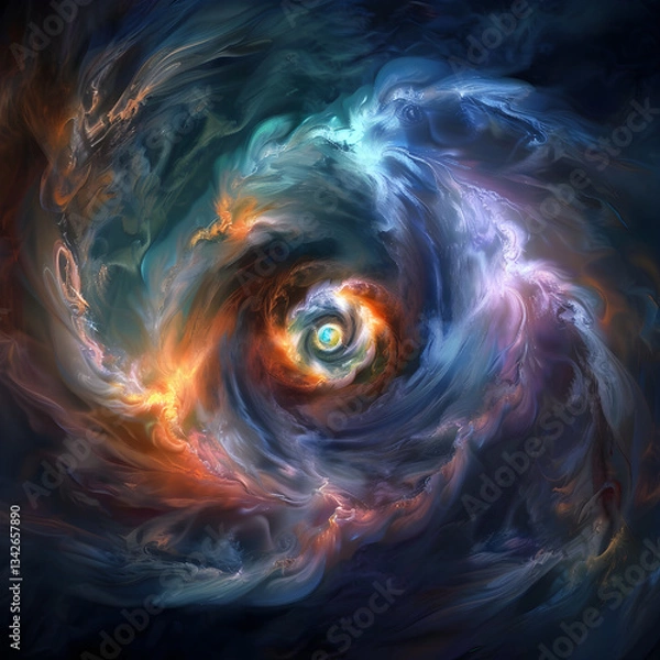 Fototapeta Vibrant Illustration of a Dynamic Vortex Formation Interpreted by Chaos Theory