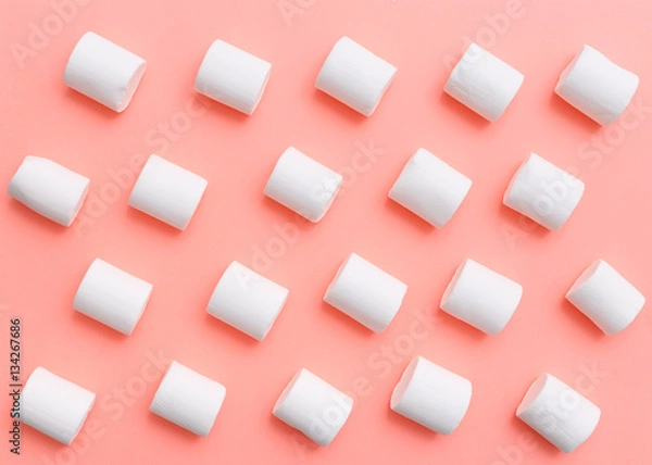 Obraz marshmallow pattern, top view flat lay on colorful background