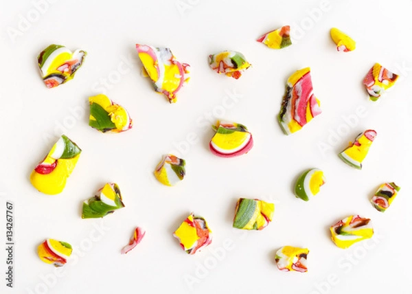 Obraz lollipops, candy pattern, top view flat lay on colorful background