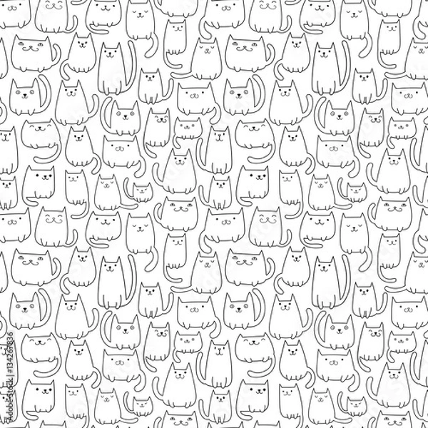 Fototapeta Seamless vector pattern with cute cats