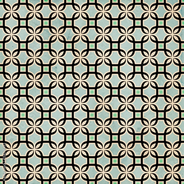 Fototapeta Vintage Retro Background with Blue and Dark Grey Pattern