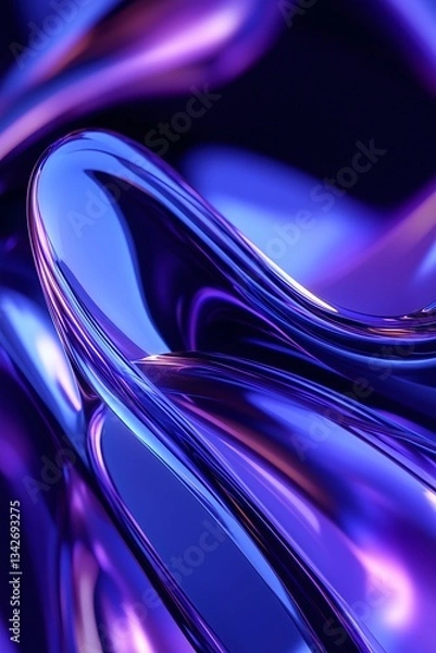 Obraz Smooth curved structure, glass material, color gradient from blue to purple, simple modern design, giving a feeling of fluency and elegance
