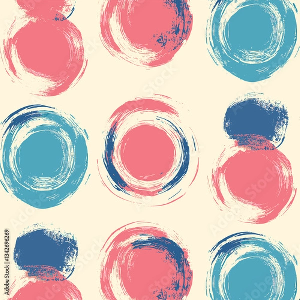 Fototapeta Abstract Watercolor Circle Pattern on Beige Background