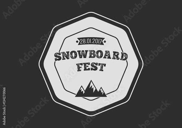 Obraz Snowboard vintage circular logo on black background