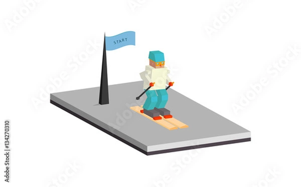Obraz Ski man start, isometric