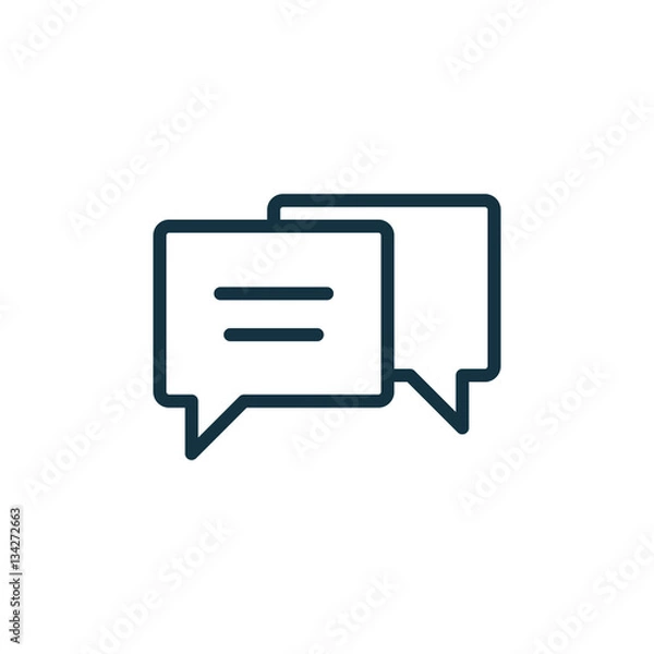 Obraz speech bubble thin, line icon on white background; isolated flat