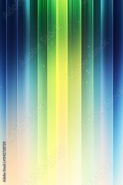 Obraz A series of vertical bands of colored light, gradients from dark blue to bright yellow and green, create a modern and dreamy visual effect
