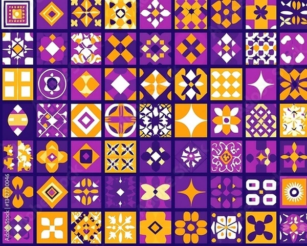 Obraz Purple Gold Tile Pattern Background.