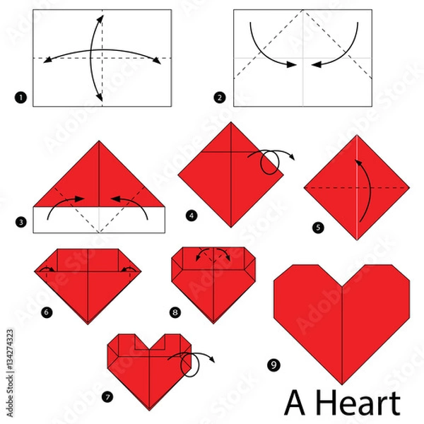 Obraz  step by step instructions how to make origami A Heart.