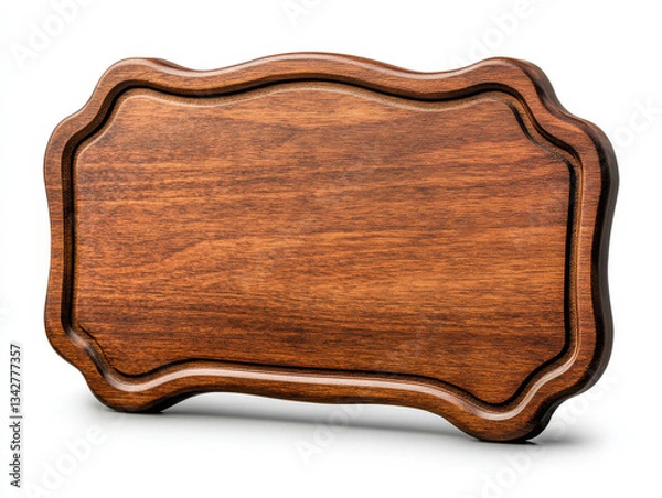 Fototapeta beautifully crafted wooden plaque with smooth finish and elegant curved edges, perfect for displaying messages or awards. Its rich brown color adds warmth and sophistication to any setting