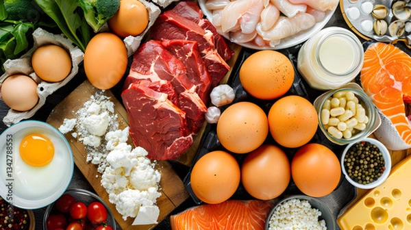 Obraz Visual Guide to Diverse Dietary Sources Rich in Essential Vitamin B12