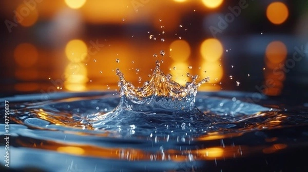 Obraz Water Drop Impact: A Symphony of Light and Liquid