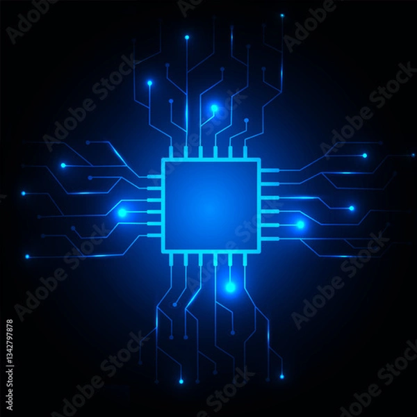 Fototapeta Geometric background and high tech circuit board connection system