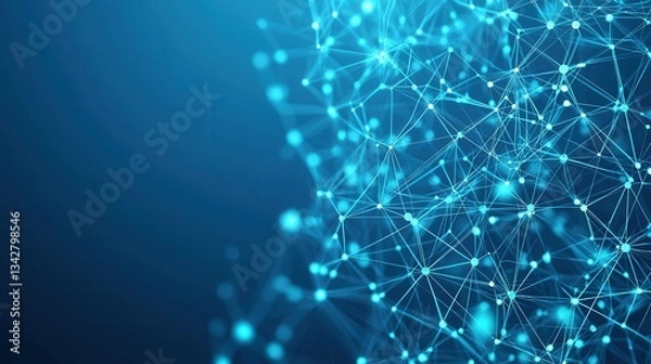 Fototapeta Abstract Blue Network Connections with Dots and Lines in Space