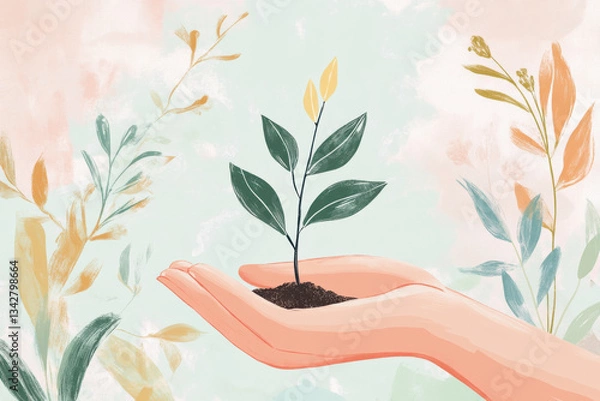 Obraz hand holding plant