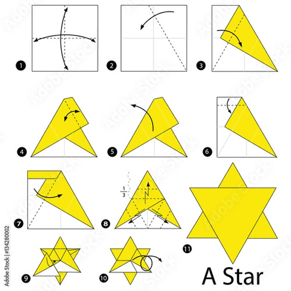 Obraz  step by step instructions how to make origami A Star.