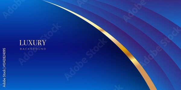 Obraz Luxury blue background with golden curves for use as design background.