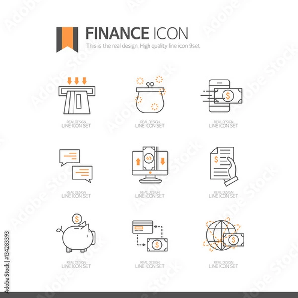 Fototapeta 금융 라인 아이콘 세트
