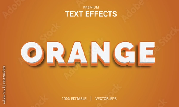 Fototapeta Orange 3D Editable Text Effect, Style Text Effect Mockup, Set Elegant white orange gradient Abstract text effect,