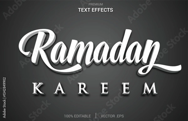 Fototapeta Blackish 3D Editable Text Effect, Style Text Effect Mockup, Set Elegant black gradient Abstract Ramadan Kareem text effect,