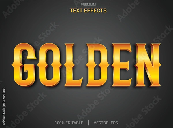 Fototapeta Golden 3D Editable Text Effect, Pop Style Text Effect Mockup, Set Elegant golden gradient Abstract gold text effect,