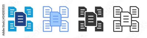Fototapeta Raw Data icon set multiple style collection