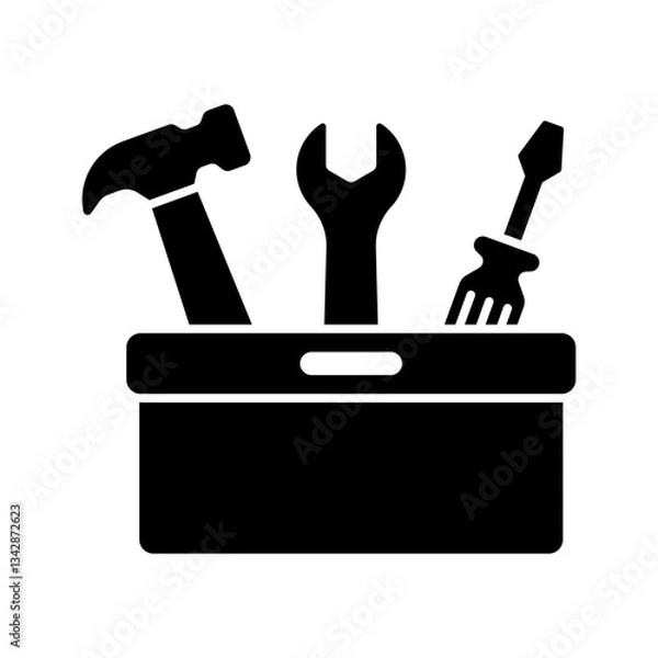 Fototapeta Simple tool box icon isolated on white background.