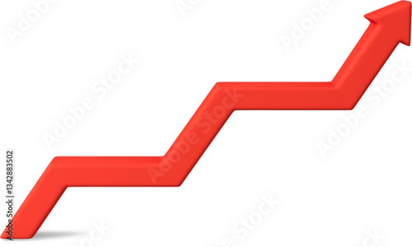 Fototapeta 3D Red zigzag up arrow