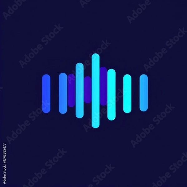 Fototapeta Abstract Neon Audio Waveform Visualization: A vibrant digital art piece depicting
