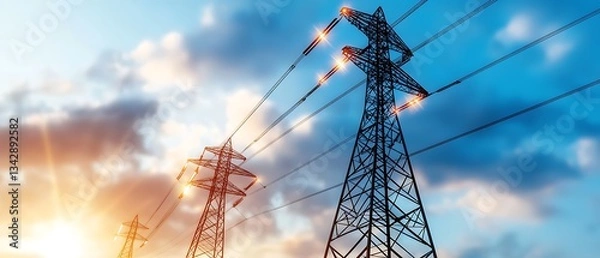 Fototapeta Interconnected power grid in abstract digital art