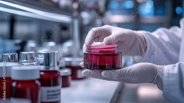 Fototapeta Laboratory Research on Skin Cream in a Lab