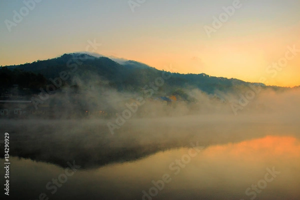 Obraz village in mist