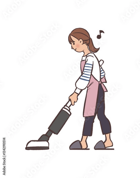 Obraz 掃除をする主婦のイラスト