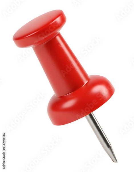 Fototapeta push pin isolated on white || Red Push Pin – Office and Bulletin Board Fastener isolated transparent background